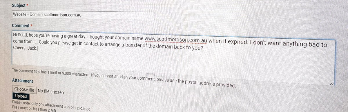 So … What Happens When You Buy the Prime Minister’s Domain? 3 email to PM