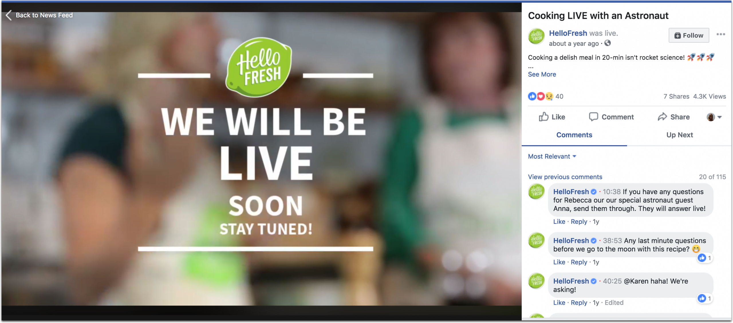 hellofresh facebook live