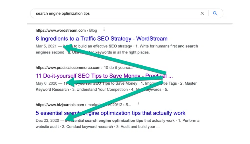 Search Snippets: Updating Your Content to Improve Your Click-Through Rate 8 blog dates