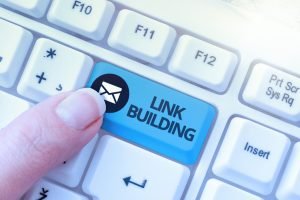 Text showing inspiration Link Building. Business overview SEO Term