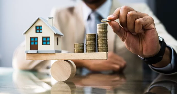 House Model Balance Equilibrium Concept. Real Estate Money