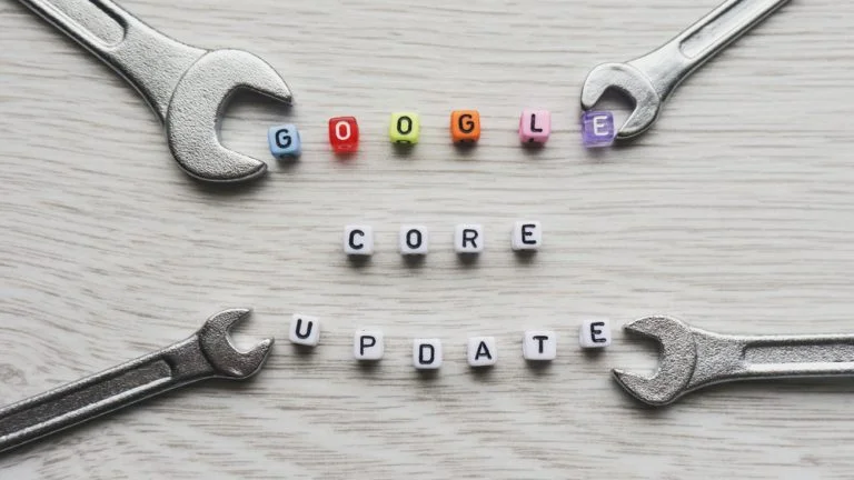 Blog 2 An image showing Google's Core Update spelt out using blocks on a table.