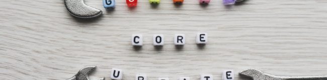 An image showing Google's Core Update spelt out using blocks on a table.